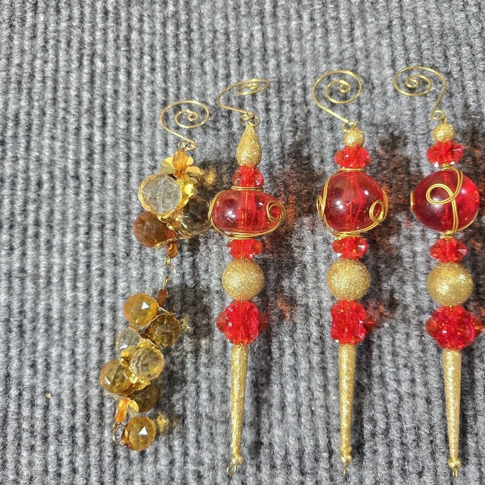 Zaer Ltd Acrylic‎ Crystal Dangle Drop Christmas Tree Ornaments Lot Of 12 Vintage